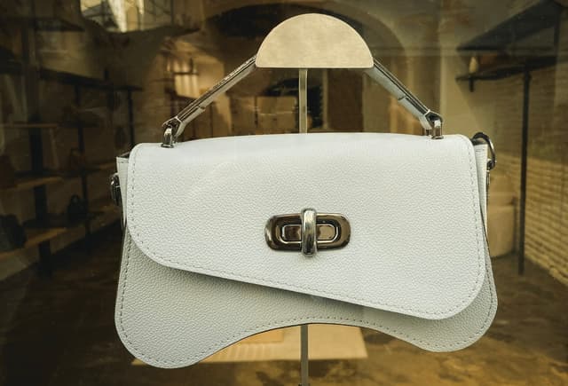White leather handbag used to plan an ecommerce video hook and detail shots